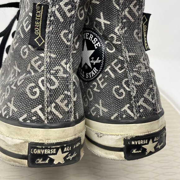 Converse High Tops 7.5 Women Shoes Goretex Sneakers Black Waterproof Spell Out - Picture 4 of 12